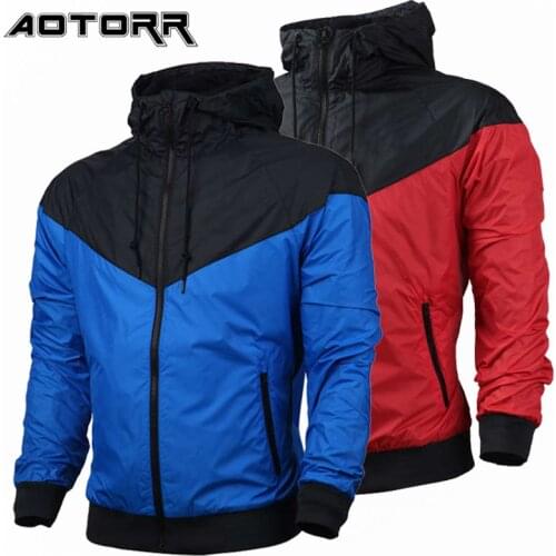 Mens Jacket Outdoor Windproof Coat Sports Windbreaker 2021 New Fashion Patchwork Men Hooded Casual Jackets Loose Clothing