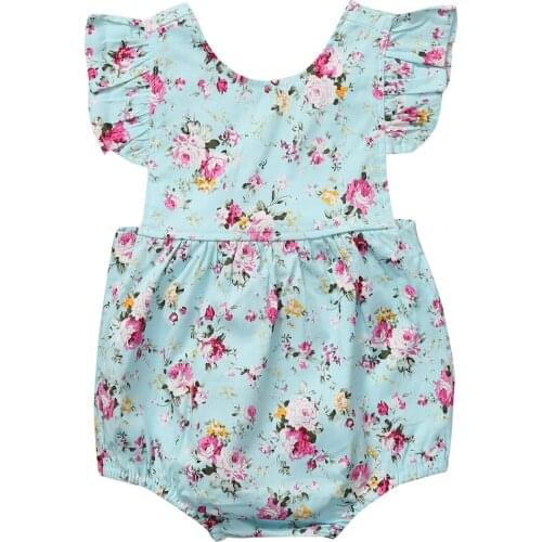 Summer Baby Girl Clothing Short Sleeve Floral Romper Jumpsuit Cotton Toddler Baby Girls Clothes 0-18M