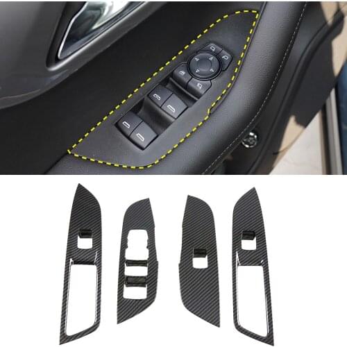 LHD! For Chevrolet Blazer 2019 2020 Accessories ABS Carbon Fiber Interior Window Switch Lift Button Cover Trim Car Styling