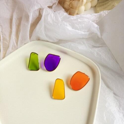 Sweet Jewelry Colorful Enamel Stud Earrings Asymmetric Irregular Earrings Temperament Female Gift