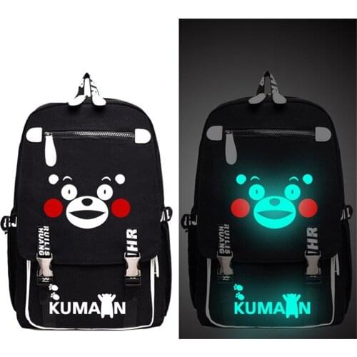 Cartoon KUMAMON Fan Beer mascot Printed Anime Luminous Backpack Bag Messenger Glow in Light School Bag Boy Girl Gift