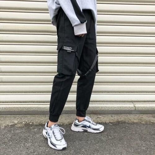 Male Harajuku Fashion Trousers Harem Joggers Men Cargo Pants Streetwear Hip Hop Casual Pockets Track Pants