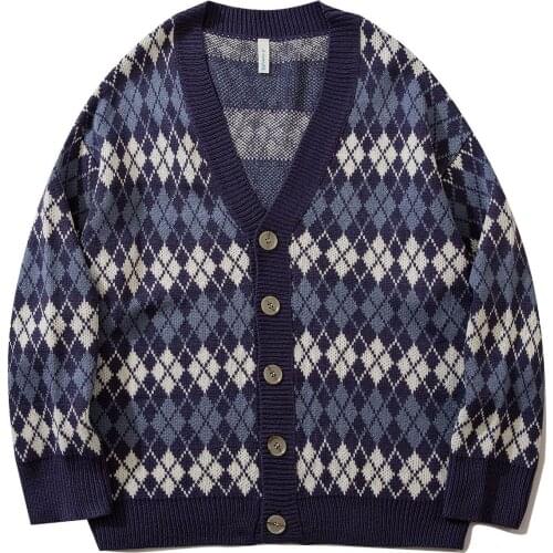 Autumn Winter Mens Personality Simple Jacquard Sweater Casual Sweater For Men Mens Knitted Pullovers Oversize