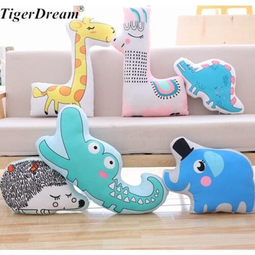 Soft PP Cotton Stuffed Hedgehog Dinosaur Toy Animals Cushion Doll Elephant Giraff Plush Sleeping Pillow Toys For Home decoration
