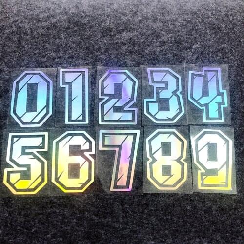 Racing Numbers Sticker Motorcycle Scooter Refit Decorative Reflective Decals Car Body Glass Laser Rainbow Styling Stickers