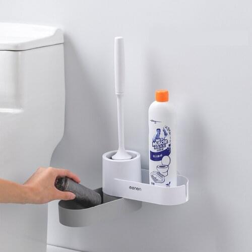 Bathroom wall hanging cleaning brush household floor cleaning bathroom accessories storage silicone toilet brush holder