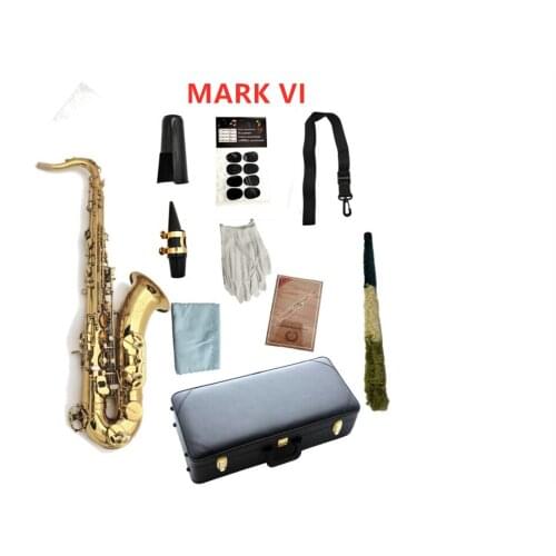 Real Pictures Mark VI Tenor Saxophone E Flat Brass Plated Lacquered Gold Body Carved Pattern Professional Musical Instrument