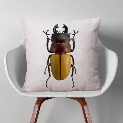 Cushion Covers Various Insects Beige Linen Throw Pillow Case 45X45cm Bedroom Sofa Decoration
