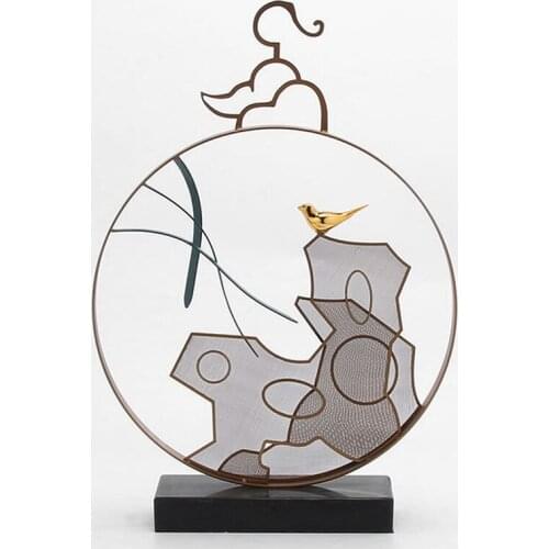 New Chinese Creative Iron Lucky Bird Art Decoration Model Room Living Room Entrance Soft Decoration Hotel Decoration