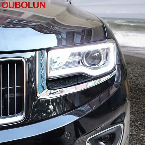 OUBOLUN Car Exterior Styling For Jeep Grand Cherokee 2014-2016 Front Head Light Lamp Eyebrow Eyelid Cover Headlight Bezel Trim