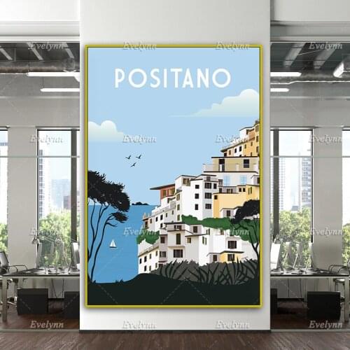 Positano Travel Retro Poster, Positano Print, Italy Print, Italy Travel Wall Art, Home Decor Canvas Unique Gift