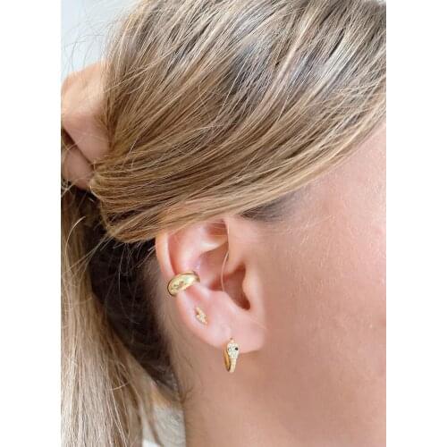 High Polish Simple European Women Jewelry No Stone Trendy Dome Ear Cuff Clip On Earring Gold Color