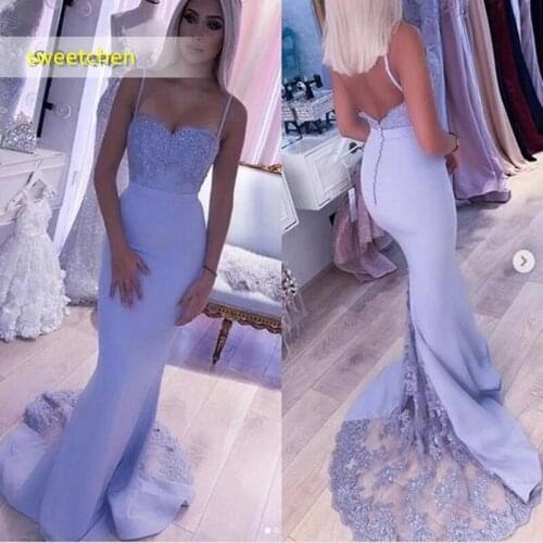 Lilac Lace Bridesmaid Dresses 2021 Mermaid Back Open Long Bridesmaid Dress Wedding Party Gown Maid Of Honor for Woman