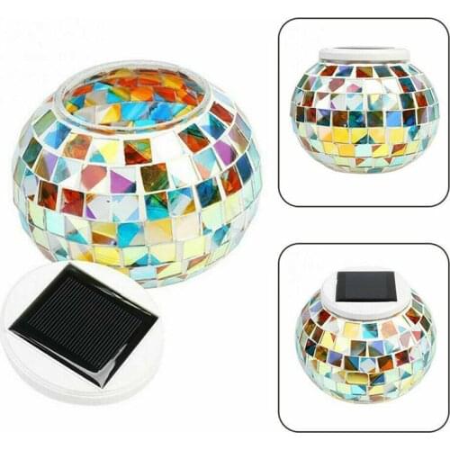Solar Powered Mosaic Glass Ball Garden Lights Color Changing Night Waterproof For Gardens Tables Bedroom Decoration Light