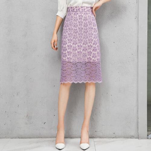 Crocheted Hollow Lace Skirt Womens Summer Professional High Waist Skirt Woman Skirts Mujer Faldas Saias Mulher