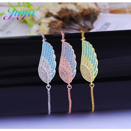 Juya Dropshipping Jewelry Bracelets Gold//Rose Gold Angel Wing Bracelets For Women Girls Handmade Gift Jewelry Bracelets