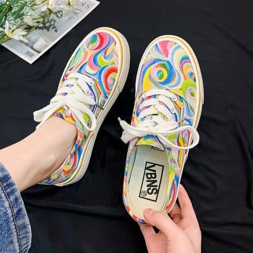 2021 New Canvas Shoes Womens Low Top Sneakers Short Gumshoes Lace Up Colorful Multi-color 35-44 Girls Casual Shoes Cool
