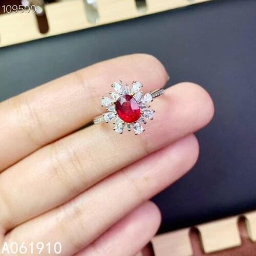 KJJEAXCMY fine jewelry 925 sterling silver inlaid natural ruby gemstone female ring support detection exquisite