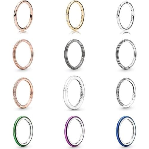 Authentic 925 Sterling Silver Ring Droplets Stackable Engagement Rings With Clear Cz For Women Female Pandora Jewelry