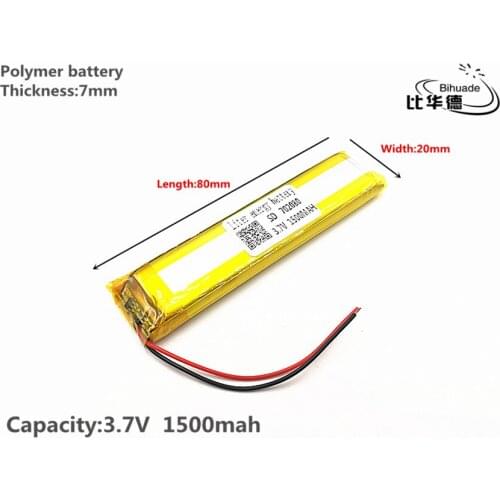 1pcs/lot Good Qulity 3.7V,1500mAH,702080 Polymer lithium ion / Li-ion battery for TOY,POWER BANK,GPS,mp3,mp4