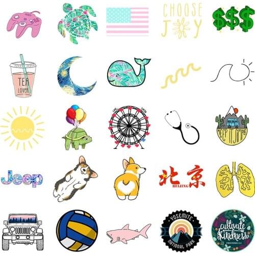 10/50PCS Pack Cute Kawaii Anime Cartoon Flowers Animals Dogs Guitar Water Cup Girls Funny Toy Stickers Trolley Case Water Cup