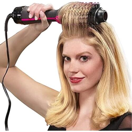 1000W Professional Hair Dryer Brush 2 In 1 Hair Straightener Curler Comb Electric Blow Dryer With Comb Hair Brush Roller Styler