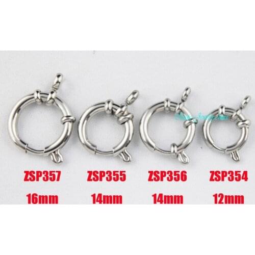 12mm-16mm added loop bolt Spring stainless steel necklace end Clasps spring fastener jewelry accessories 20pcs ZSP354-ZSP357
