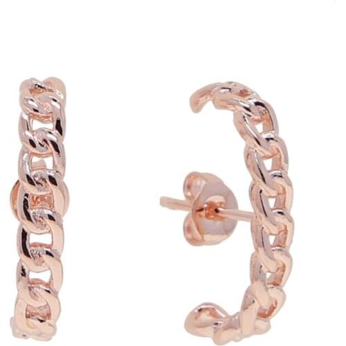 2021 New Simple Fashion Women Girl Earring No Stone Gold Color Cuban Link Chain Earrings