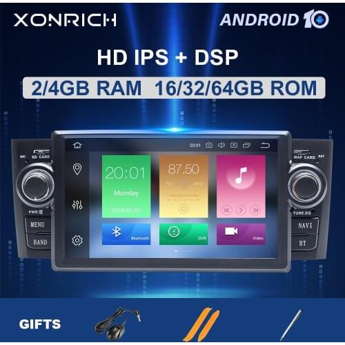 Carplay 4GB 64GB Android 10 Car Stereo Multimedia Player For Fiat Grande Punto Linea 2007-2012 IPS GPS Navigation 2Din DSP RDS
