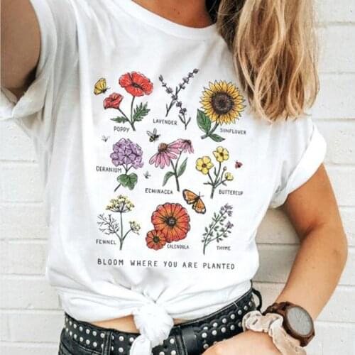 Bloom Where You Are Planted T-shirt Sunflower Aesthetic Women Tshirt Save The Bees Cotton Tees Girl Ulzzang Tops Drop Shipping