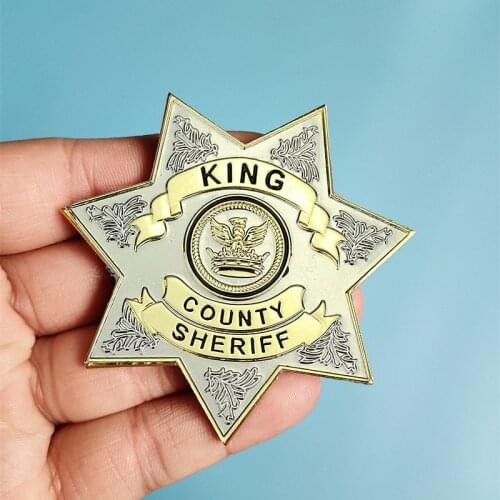 Movie Jewelry The Walking Dead Brooch Uniform Star King County Sheriff Badge Gaes Cosplay Letter Pin Shirt Lapel Brooch