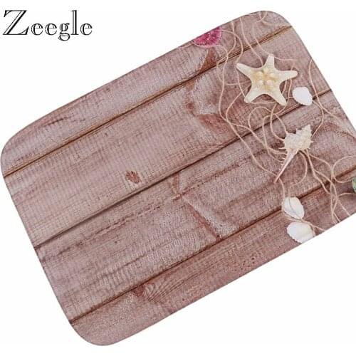 Zeegle Wood Pattern Doormat Outdoor Floor Rugs Coral Fleece Carpet Mats Non-slip Absorbent Kitchen Bedroom Bathroom Foot Mat