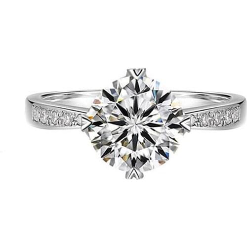 Moissanite Diamond Ring Original 18K White Gold Ring Engagement Classic Round Finger Rings Luxury 2.0ct Lab Diamond Wedding Wome