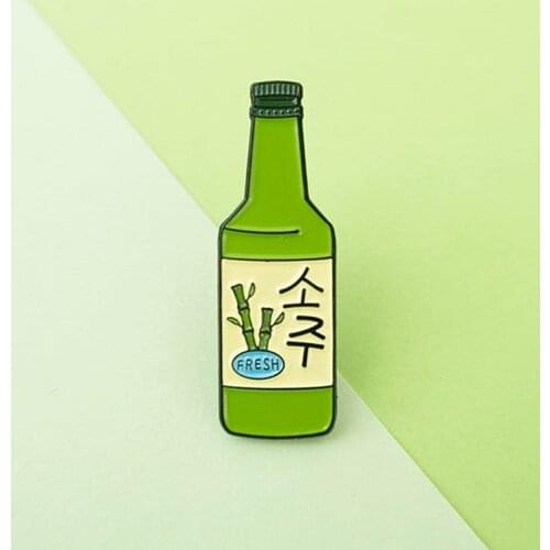 Kpop Korean Soju Alcohol Enamel Brooch Pin Backpack Hat Bag Collar Lapel Pins Badges Women Mens Fashion Jewelry Accessories