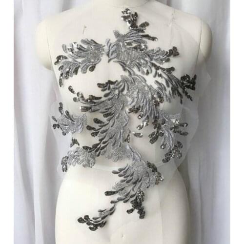 1 Large Piece Lace Fabric Pink Grey Burgundy Ivory Champagn Embroidered Applique DIY High-end Wedding Dress Accessories Handmade