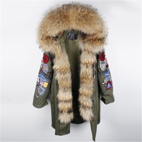 Maomaokong 2020 new European and American big raccoon fur collar long paragraph leisure cotton coat jacket female