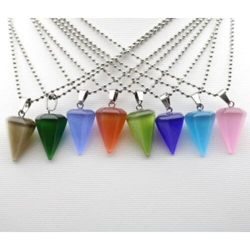 Natural stone Cat eye stone Amulet Healing Tiger Eye Crystal Hexagonal shape pendulum Pendant Necklace Men Women Jewelry