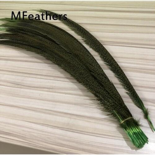 New 50pcs Natural Apple Green Dress/home/Chinese opera Accessories 24-30 inches/60-75 cm Natural Golden pheasant tail Feathers
