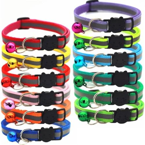 Pet Bell Collar Multicolor Reflective Safety Separation Adjustable Collar Cat Teddy Small Dog Pet Necklace Accessories