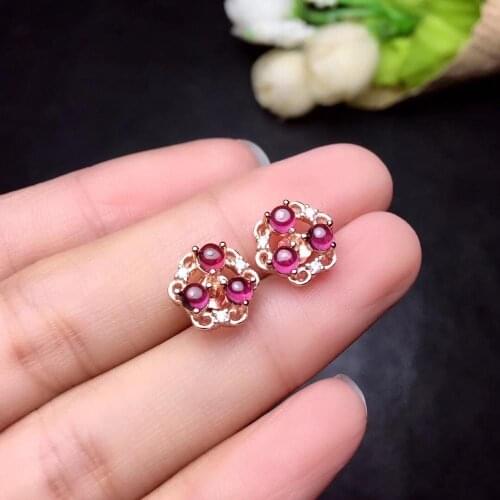Natural And Real Original Garnet earring Free shipping Natural real garnet 925 sterling silver earrings