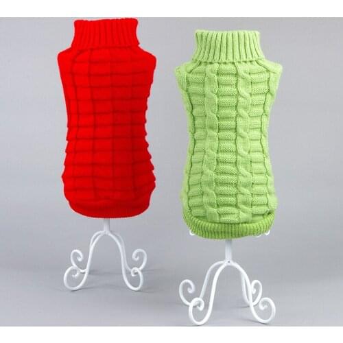Puppy Dog Sweater Winter Warm Clothing Solid Color For Small Dogs Christmas Costume Chihuahua Coat Knitting Crochet Cloth Jersey