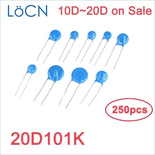 250PCS Varistor 20D 20D101K 20mm 100V 101 VDR Mass Lot LoCNService 10D 14D