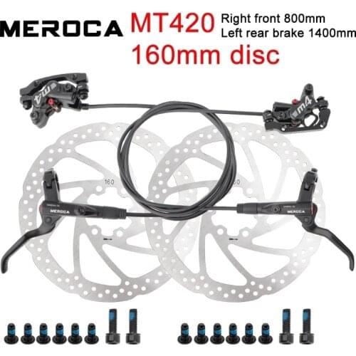 MEROCA MT420 MTB Brake bicycle Hidraulic 160mm Disc Brake Four-piston Right front/left rear brake 800/1400mm bike oil brake