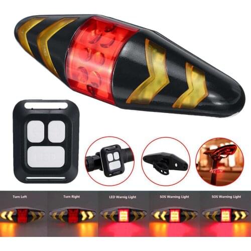Bicycle Rear Light Wireless Remote Control Rechargeable LED Bike Rear Light Bicycle Turn Signal Taillight Cycling Accessories