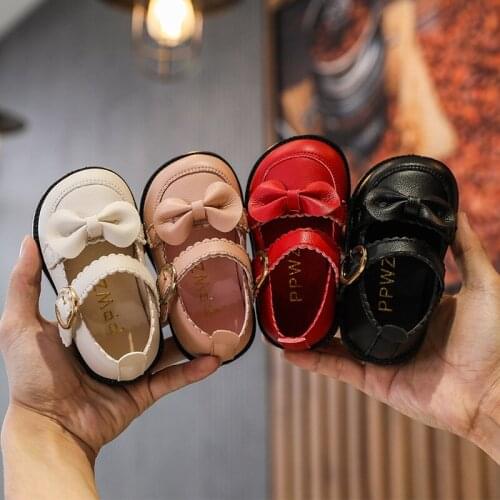 Autumn New Baby Leather Shoes Cute Toddler Girls First Walkers with Bownit Non-slip Safe for Infant Walking Shoes SOH015