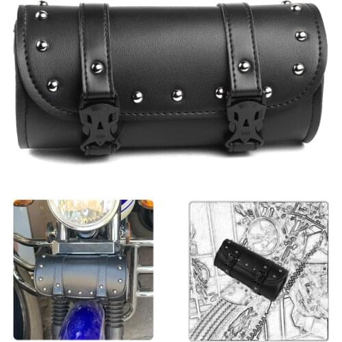 Vintage Black Motorcycle Saddle Bags PU Leather Motorbike Side Tool Tail Bag Universal Luggage Bag For Harley Sportster XL