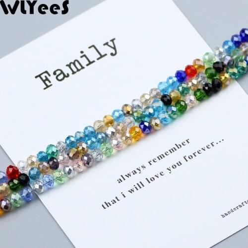 WLYeeS Austrian Crystals 4mm Faceted Flat Round Beads 100pcs Round Glass Loose Beads necklace bracelet Jewelry Making DIY Ball