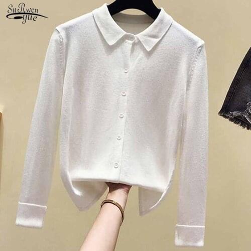 Long Sleeve Solid Slim Fit Spring Autumn Women Sweater Loose Lazy Cardigan Polo Collar Knitted Lapel Bottoming Shirt Coat 11181