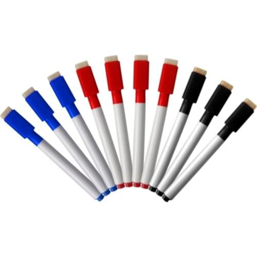 10Pcs/set Rewritable White Board Dry Erase Markers Pens Whiteboard Marker With Eraser Cap For School Office Supplies