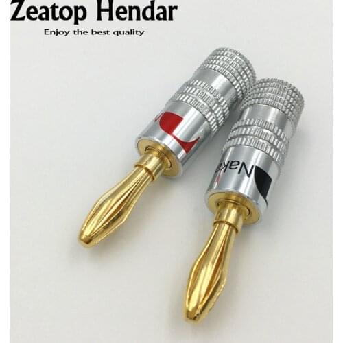 2Pcs Nakamichi 4mm Banana Plug 24K Gold Brass Banana Male Plugs for Video Speaker Connector Black Red Color